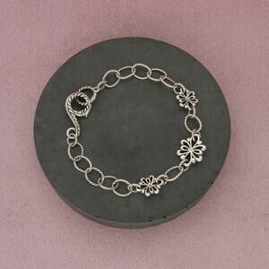 carolyn pollack sterling silver floral scroll rope cable link bracelet size 8in